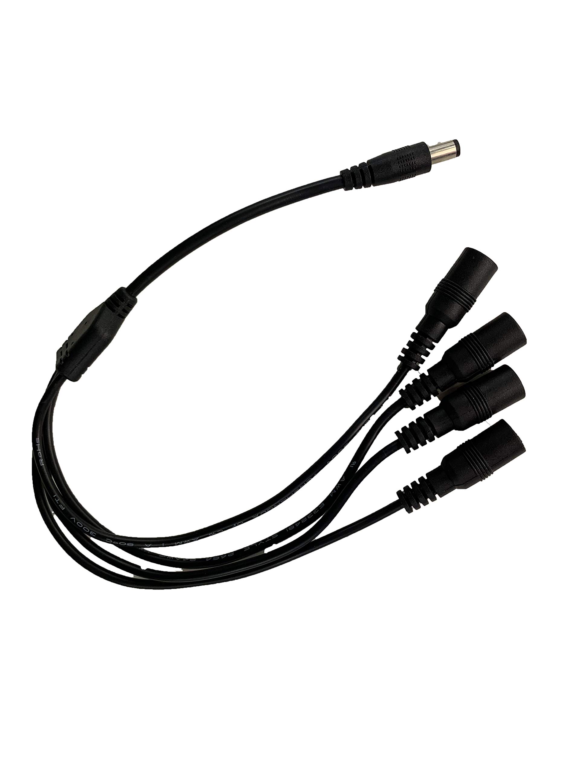 OMNIHIL DC - Divisor de Conector de Barril de 2,1 mm x 5,5 mm, 1 Conector Macho a 4 Conectores hembra/24 AWG