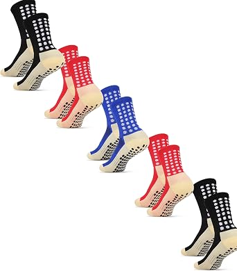 Mens Soccer Socks - Non Skid Anti Slip Socks for Football Basketball Hockey Rugby Sports 5 Pair