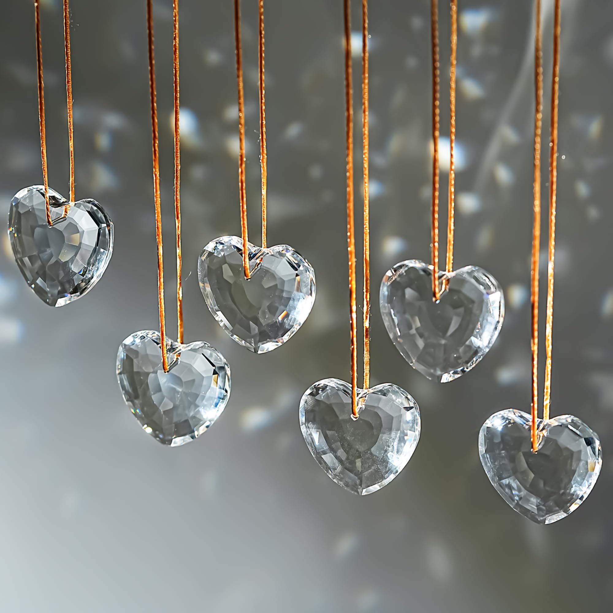 6pcs Hangings Crystals Heart Ornament Crystal Glass Prisms Hanging Ornaments for Window Home Car (clear)