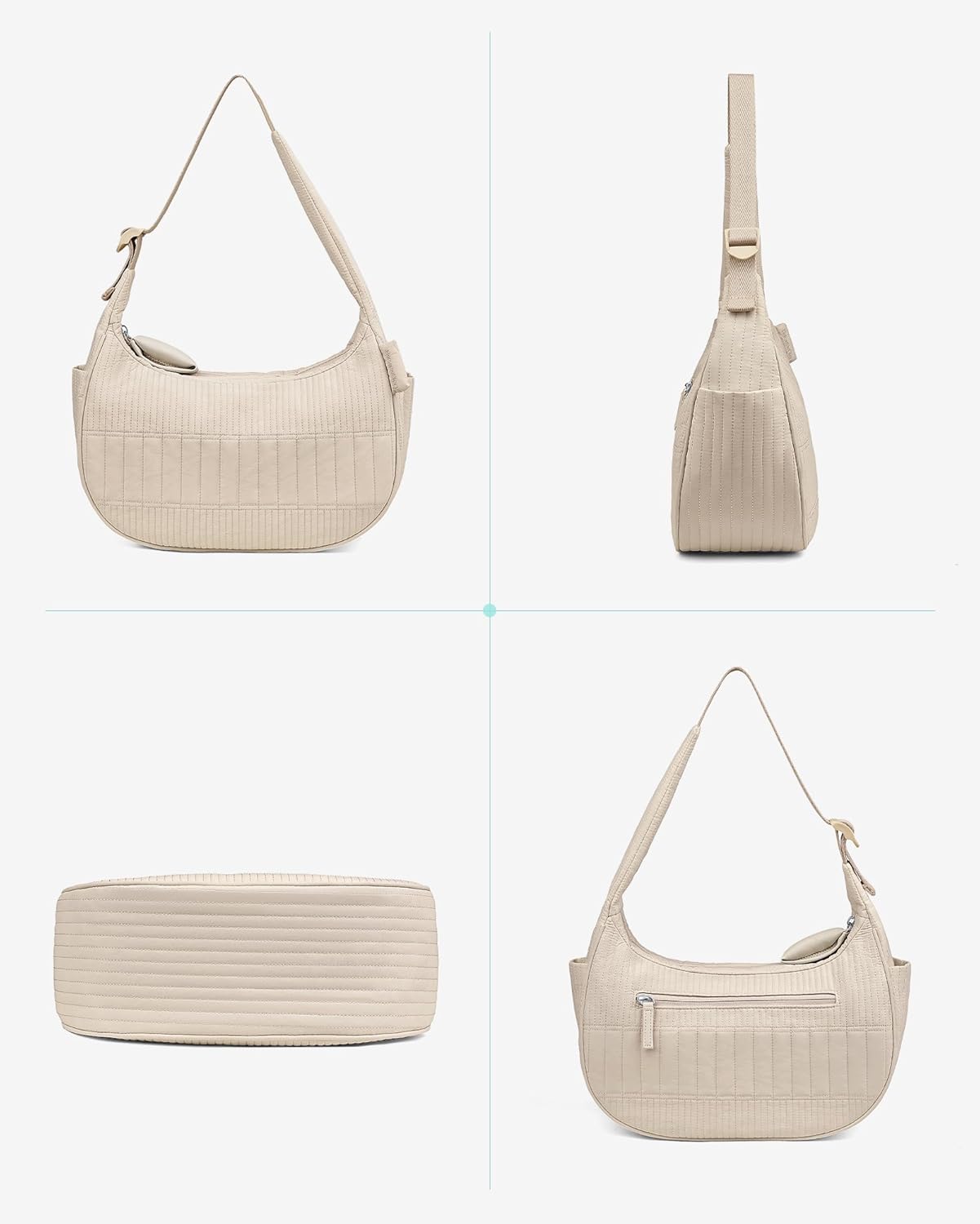 HomemeDiary Crescent Shoulder Bag for Women, Lightweight Puffy Quilted Purses Small Puffer Shoulder Handbags for Travel