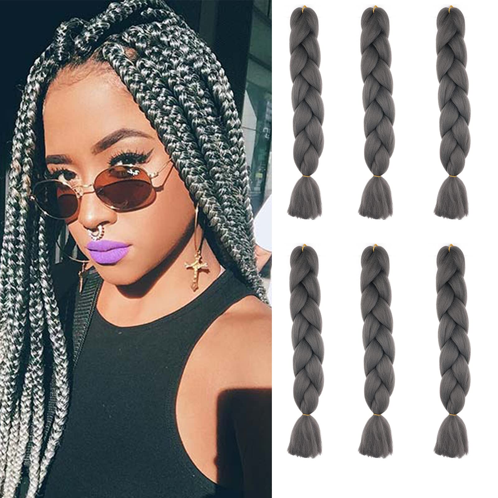 24inch Jumbo Braids Hair Extensions Ombre Braiding Hair Synthetic 3Pieces/lot Crochet Twist High Temperature African Box Braids, Sapphire Blue — view 28
