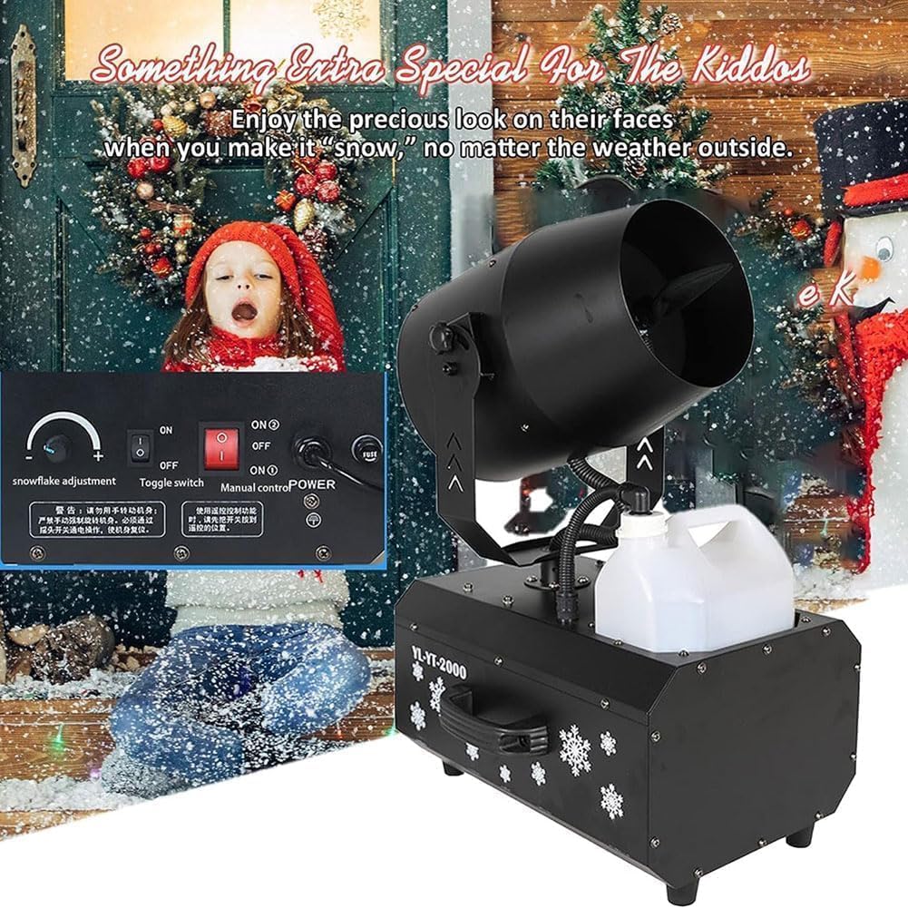 Maszyna do robienia śniegu, profesjonalny generator śniegu 2000 W z pilotem zdalnego sterowania, idealny na wesela, przyjęcia świąteczne, efekty sceniczne, imprezy DJ-skie i fotografię