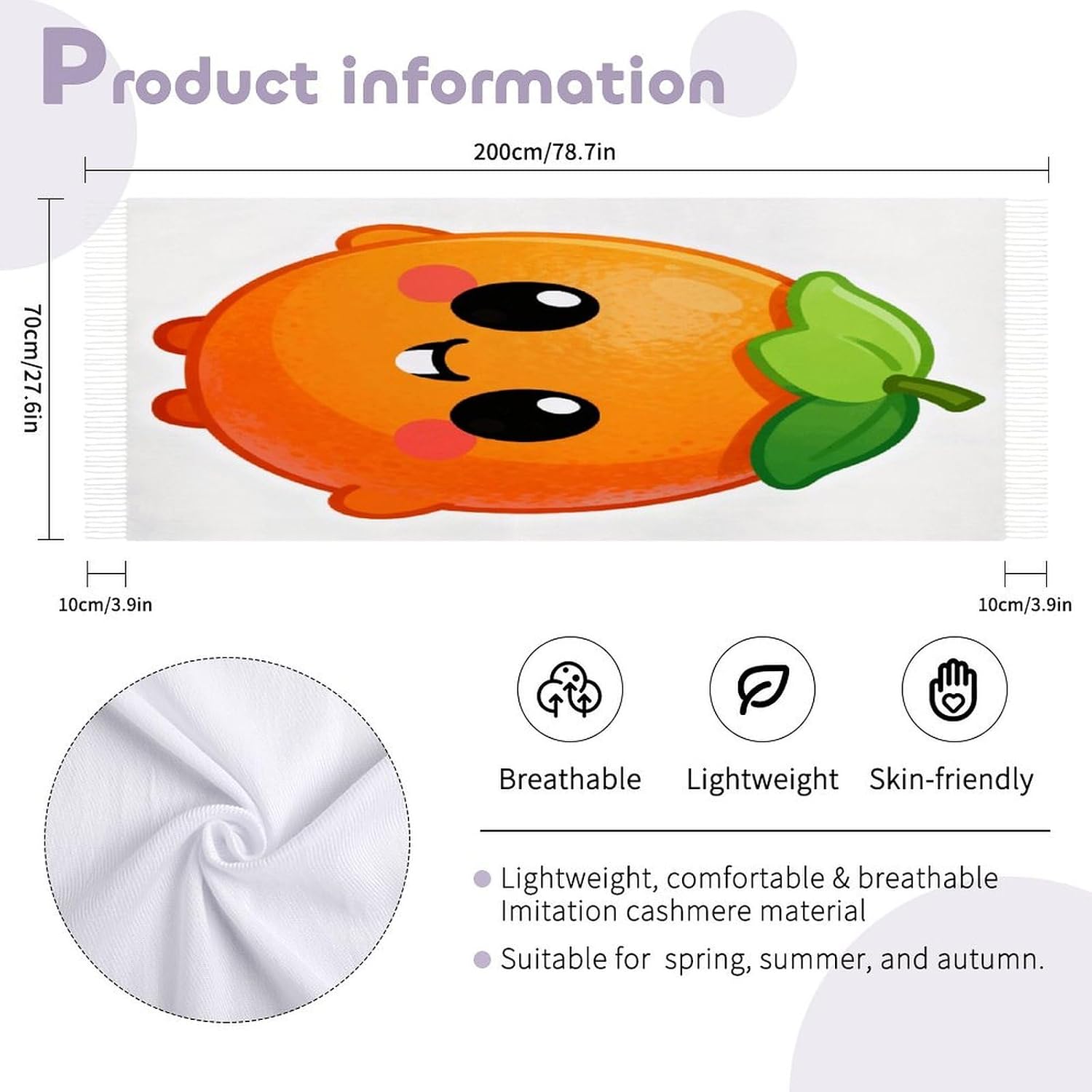 Orange Scarfs for Man Women Winter Scarf Long Shawl Wraps Fashion Classic Tassel Scarfs Soft Blanket Scarves