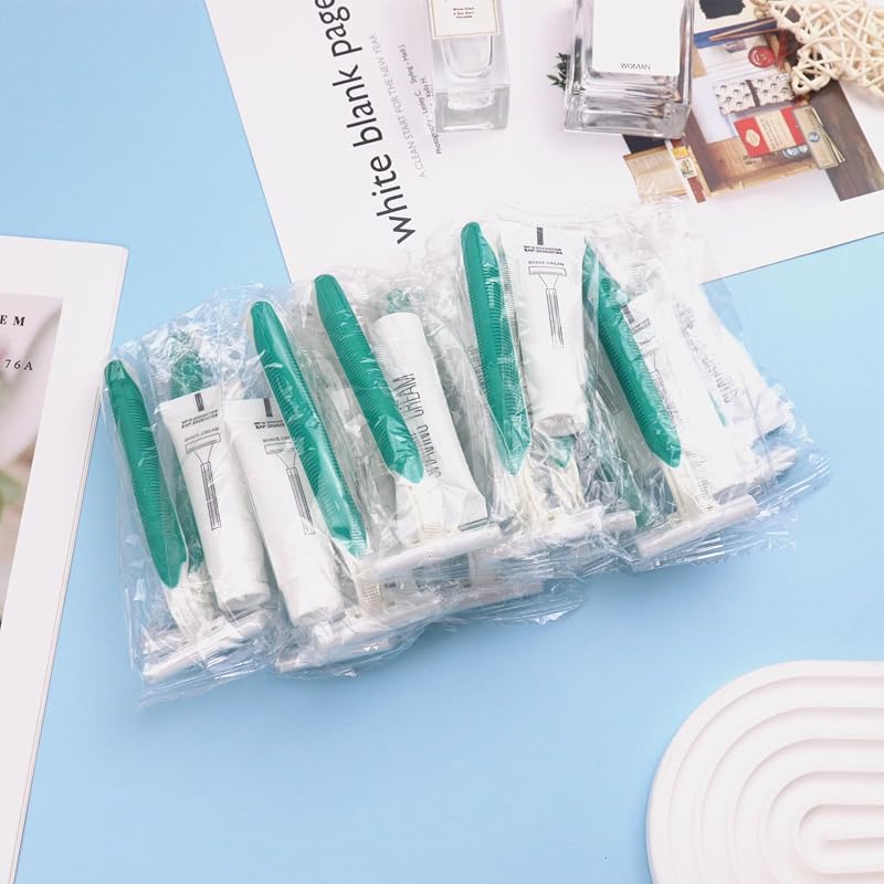 Aparelho de barbear descartável Xuezoioy com lâmina dupla, verde e branco, pacote com 60