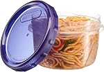 PLASTICPRO 6 Pack Twist Cap Food Storage Containers with Blue Screw on Lid- 16 oz Reusable Meal Prep Containers - Freezer and Microwave Safe Blue Plastic Food Storage