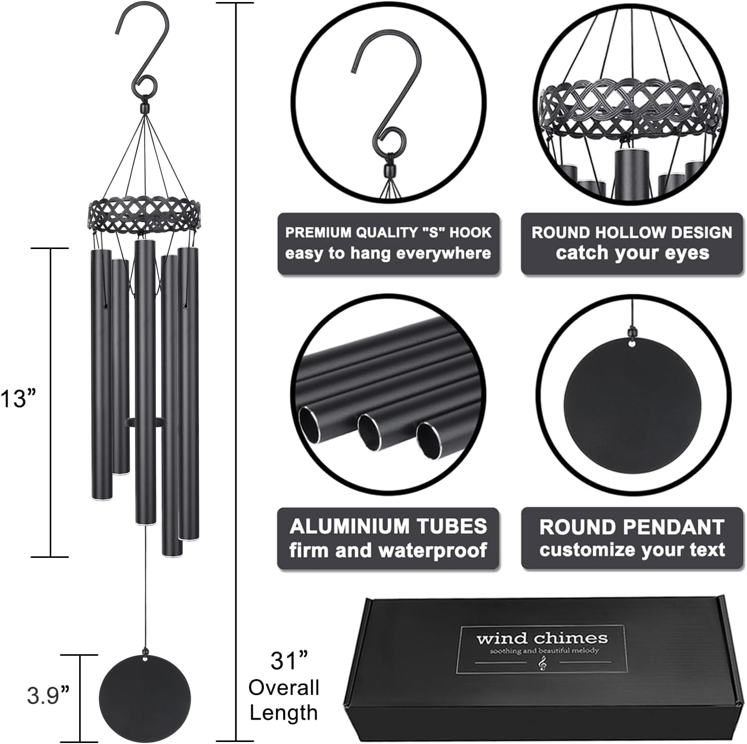 Personalized Wind Chimes for Women Men, Wind Chime Custom Gift for Men Women, Sympathy Memorial Gift for Loss of Dad Mom, in Memory of Mom Dad, Loss of Loved One, Bereavement Condolence Remembrance - Image 3