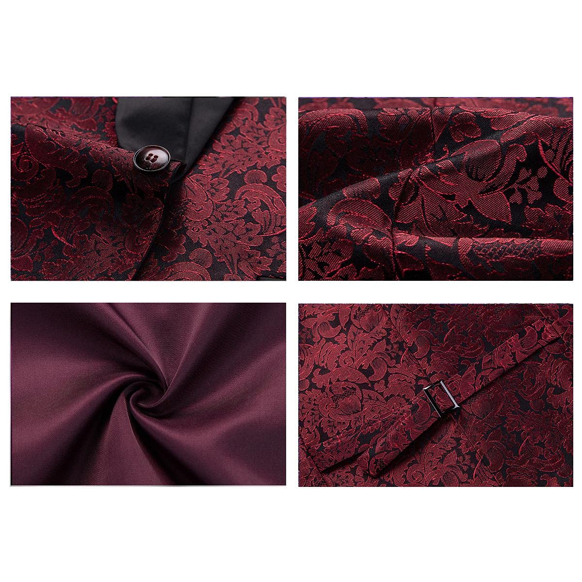 KUDORO Herren Anzüge Slim Fit 3-Teilig Paisley EIN Knöpfe Sakko Weste Hose