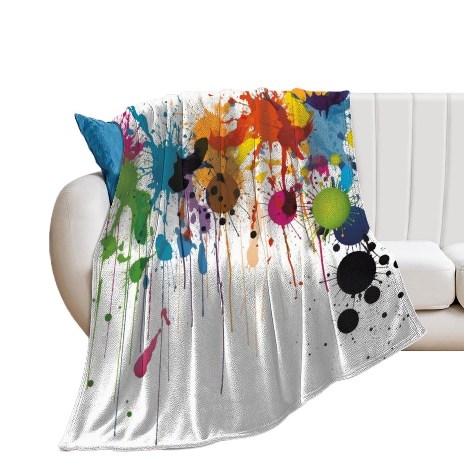 Couverture flanelle douce plaid canapé lit motif abstrait coloré