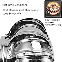 Vista 2 de Ventiladores giratorios de techo, tapa de escape de acero inoxidable, ventilador de cúpula interna, turbinas de viento, ventilación, escape