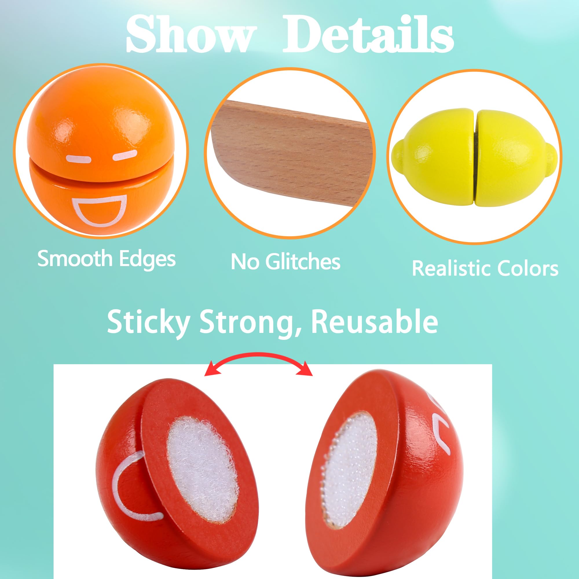 newlng Giochi Bambini 2 anni Frutta Verdura di Legno Taglio Giocattolo Compleanno Regalo di Giorno dei Bambini Imballaggio Ragazze e Ragazzi 3, 4, 5, 6 anni