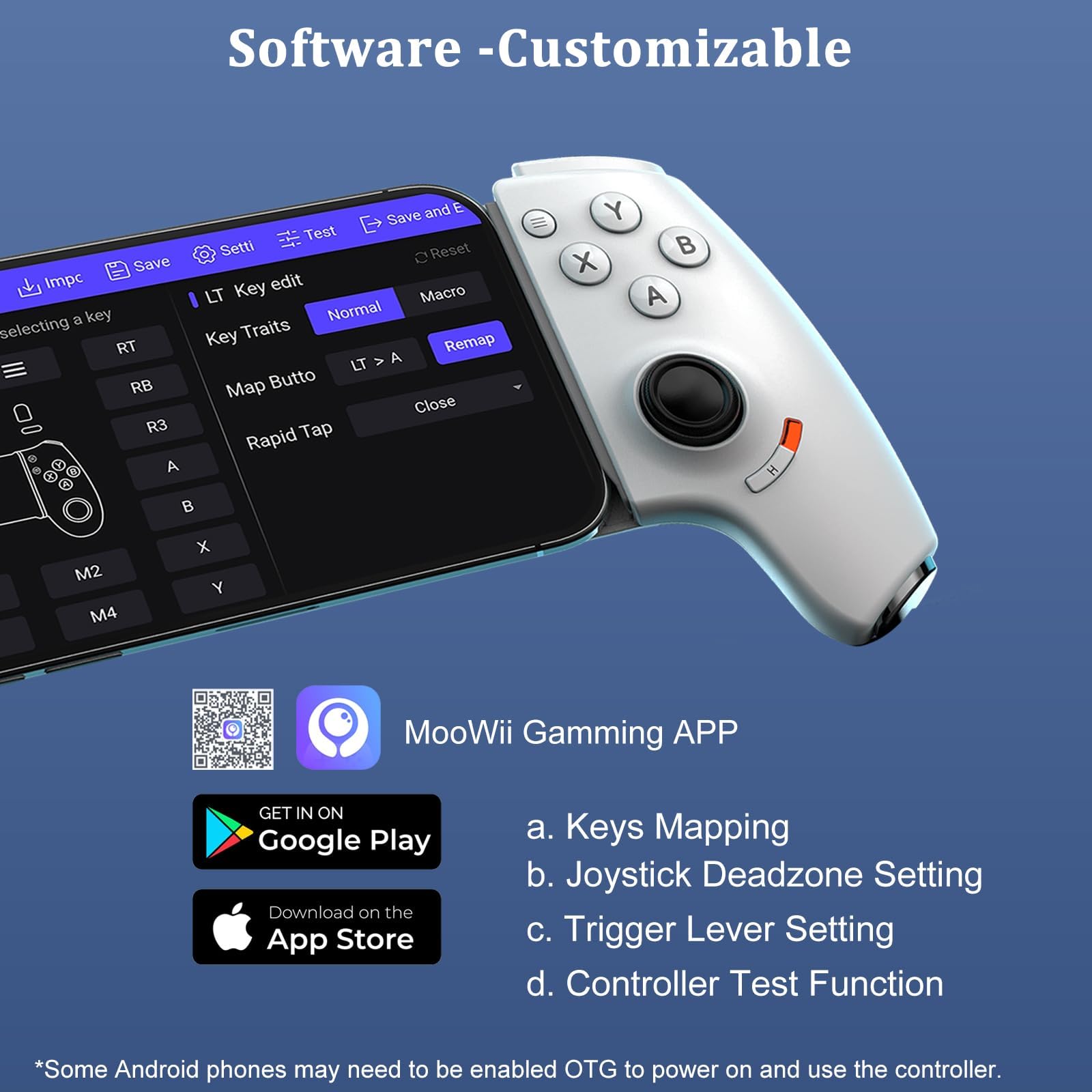 Megadream Mobile Gaming Controller für iPhone 16/15 & Android USB C Handy Controller mit 3,5-mm-Audiobuchse, Handheld Wireless Gamepad für PS5/PS4/Xbox/PC, Hall-Joysticks/Trigger,Cloud-Gaming Weiß