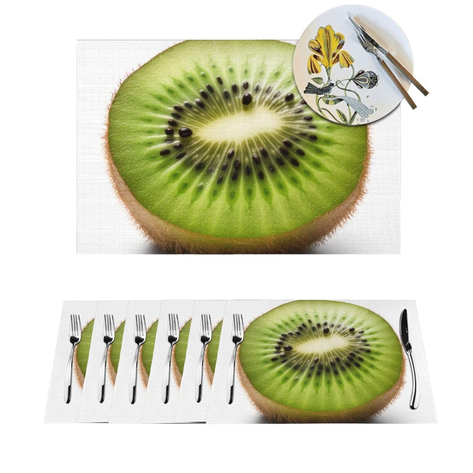 Sets de table lavables en PVC anti-taches et antidérapants motif kiwi