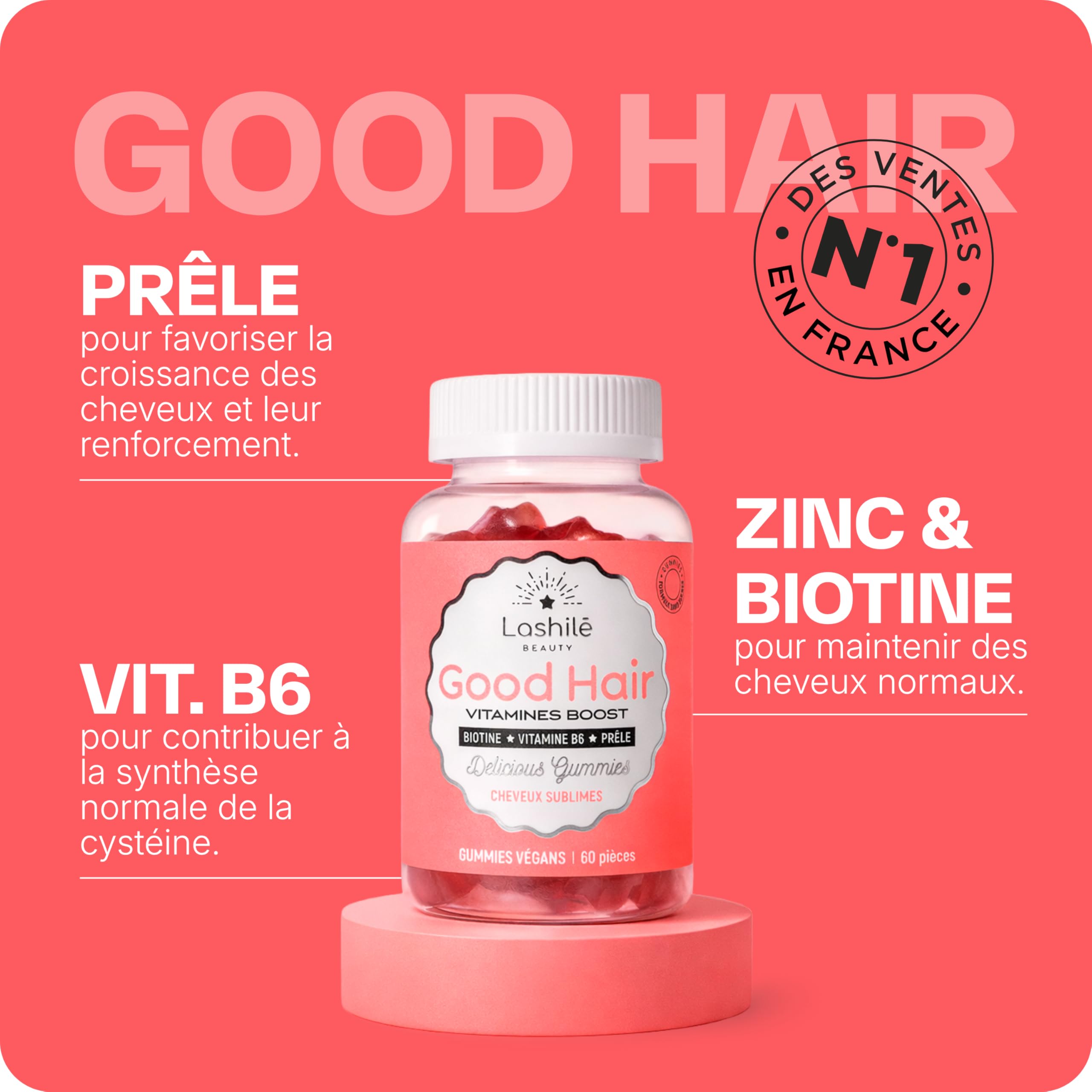Lashilé Beauty - Gummies cheveux - Anti-chute croissance et fortification cheveux - Pack exclusive Good Hair et Good Hair women - Complément alimentaire - Biotine Fer Zinc - Cure 1 Mois - 120 Gummies