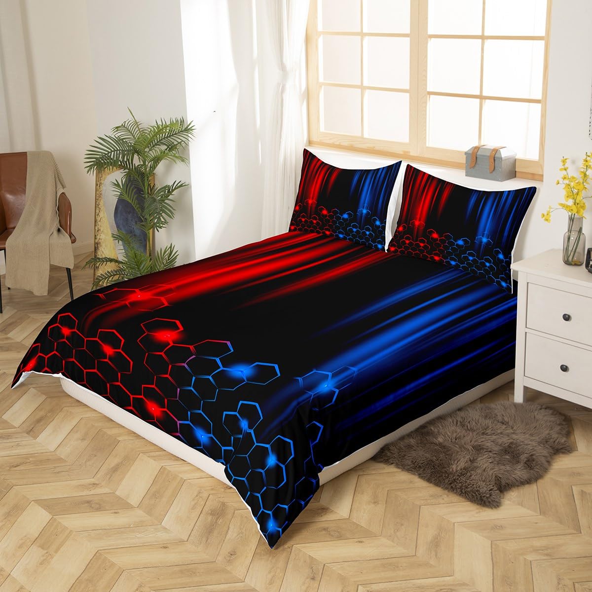 Red and Blue Duvet Cover Set Single Size - Image 2