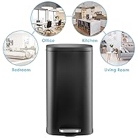 Vista 5 de 8 Gallon Metal Trash Can, Stainless Steel Kitchen Garbage Can, Soft-Close Rubbish Bin with Removable Inner Bucket, Fingerprint-Proof Step-On Waste
