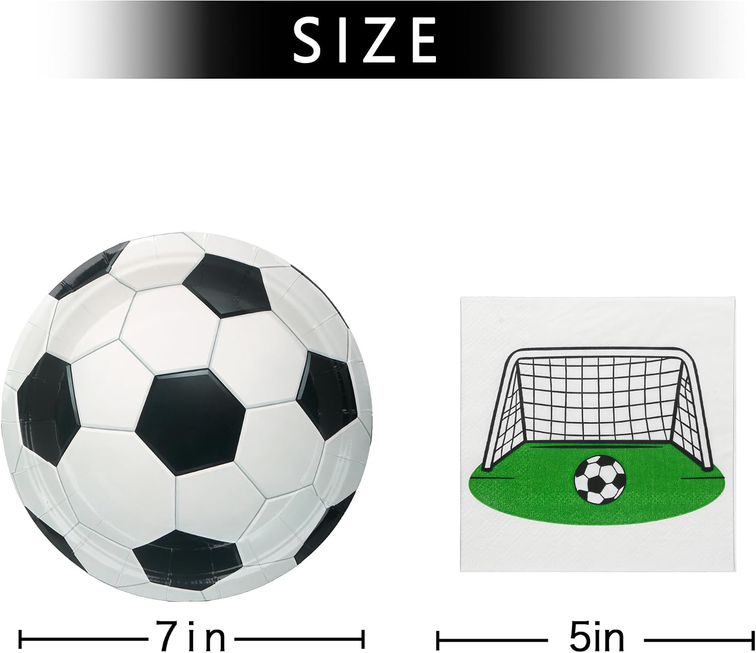20 Pieces 7 inches Cake Dessert Plates and 20 Pieces 5 inches Cocktail Napkins for Soccer and Football Birthday Party