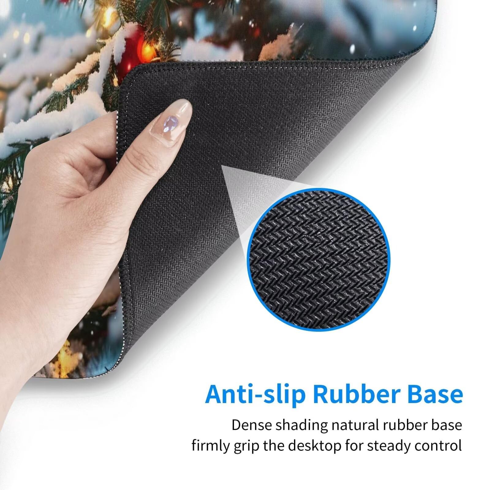 Alfombrilla Ratón Navidad Alfombrilla Ratón XXL 1600 x 800 mm, Invierno Mouse Pad Gaming con Bordes Cosidos, Impermeable Mousepad XXL Base de Goma Antideslizante Duradera, Mouse Pad para Oficina Q802