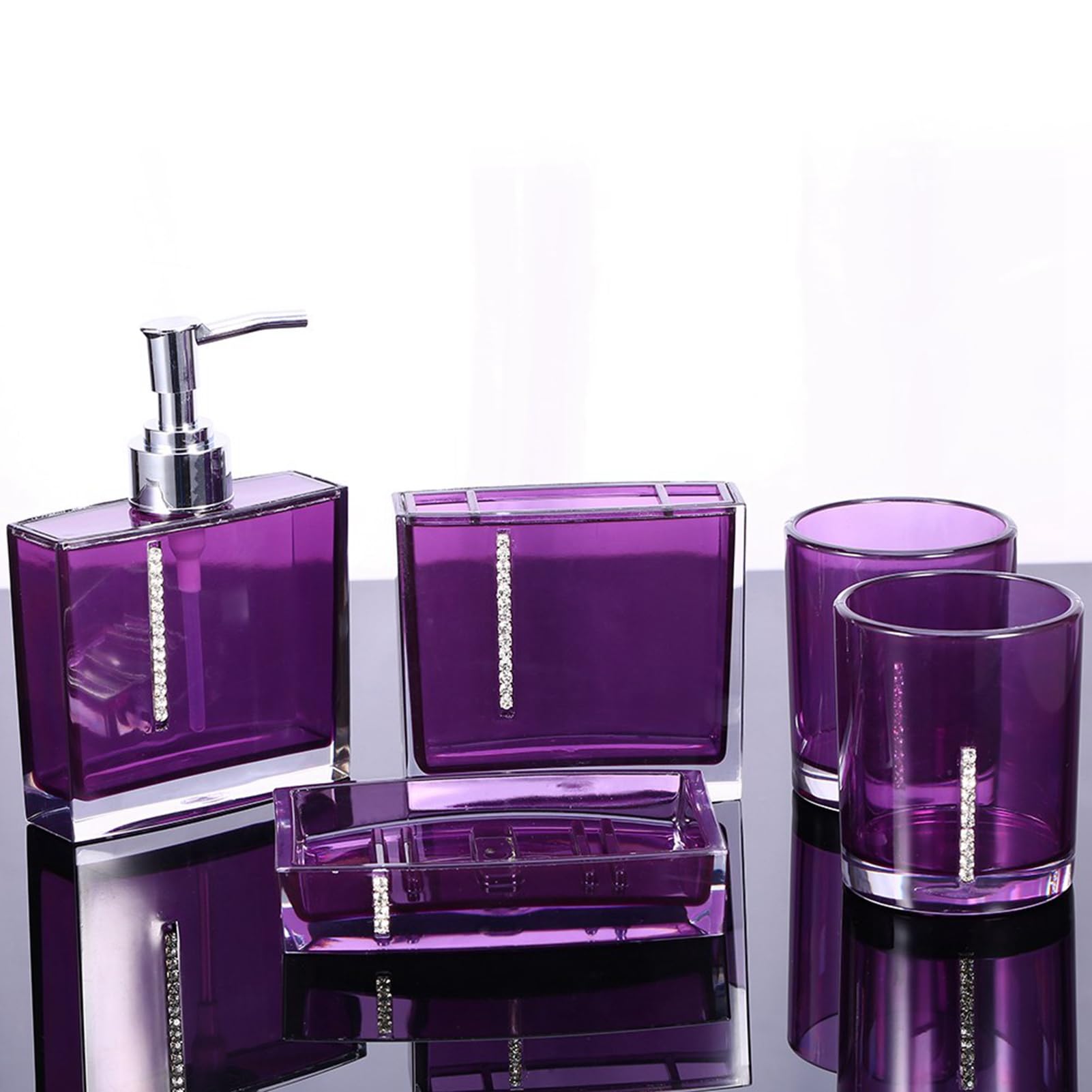 Bathroom Accessories Soap Dish Acrylic 5Pc Set Acrylic Bathroom Accessories Bath Cup Bottle Toothbrush Holder Soap Dish