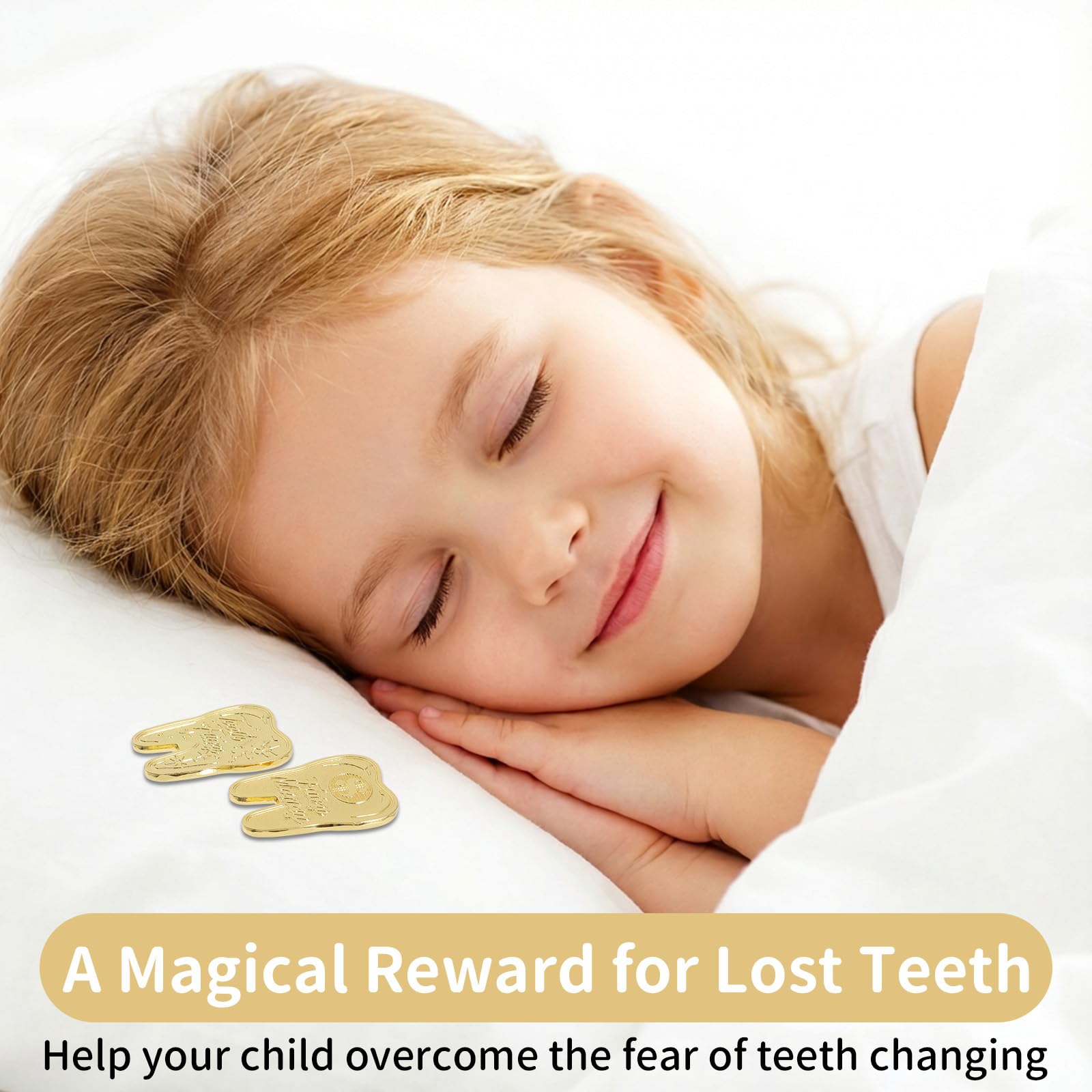 Sibba 6 PCS Tooth Fairy Coins Keepsake Kit Lost Teeth Reward Commemorative Coin with Case Zinc Alloy Dental Tooth Fairy Golden Novelty Coin Milestone Dentistry Dentist Funny Gifts Stocking Stuffers