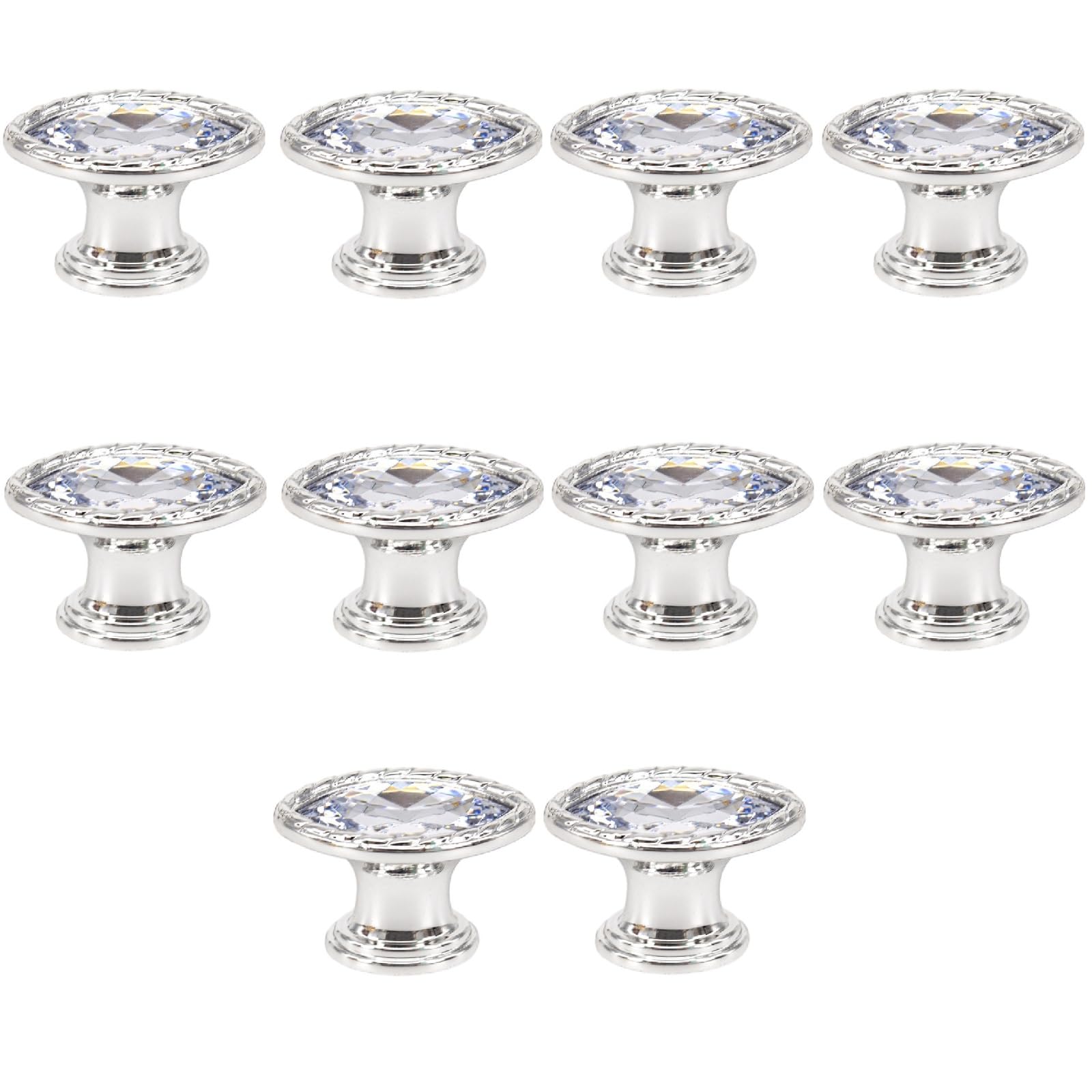 Kfgisd 8059 Chrome Color 10 Pcs Furniture Drawer Handles And Knobs,Cabinet Knobs Single Hole Crystal Cabinet Handle,Crystal Handles(8059 Chrome Color)