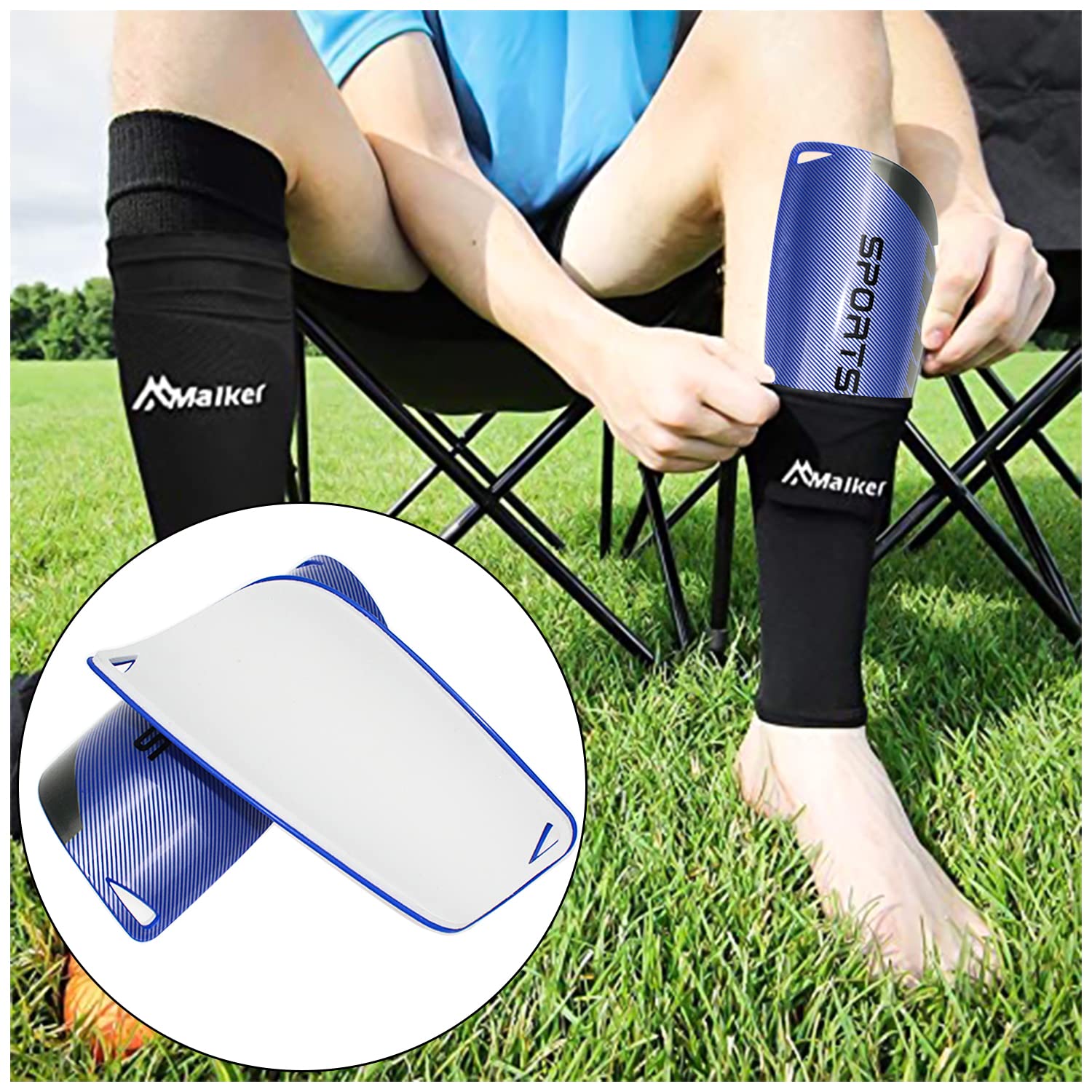 Dokpav Football Protège-Tibia Chaussettes, Anches Double Couche Protège-Tibias Respirant Pour