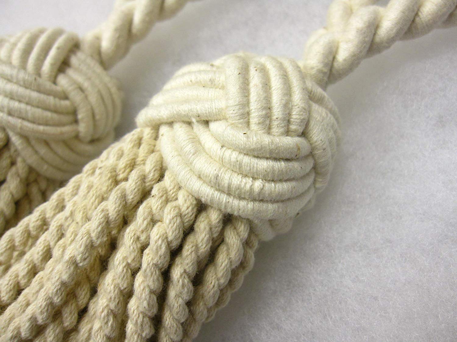 2 Turks Knot Curtain Tassel Tiebacks Natural Cotton Rope Tie Backs Ties - SOLD PER PAIR