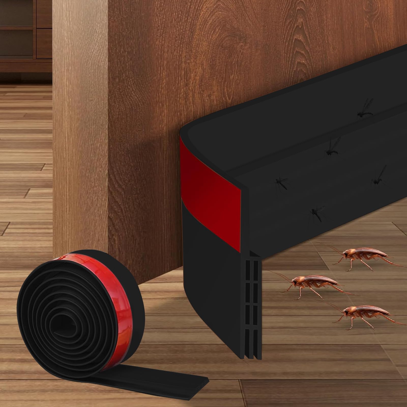 Door Draft Stopper for Bottom of Door, Door Sweep for Bottom, Weather Stripping Door Seal, Under Door Gap Filler, Under Door Draft Blocker Soundproof/Insulator, Door Draft Stopper (Black)