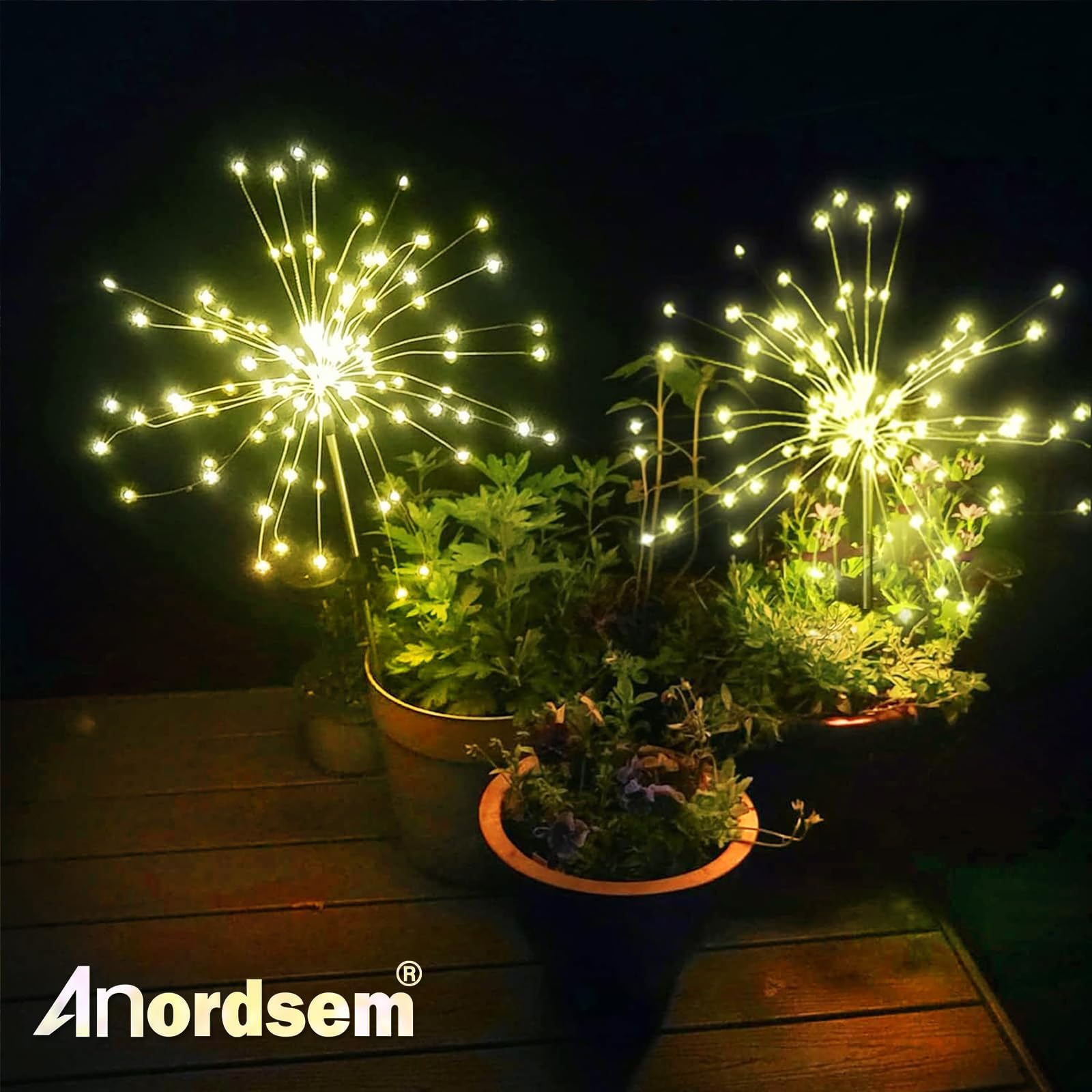 Anordsem Solar Lights Outdoor Garden: Christmas Decorations Fairy Light Waterproof for Outside - Image 2