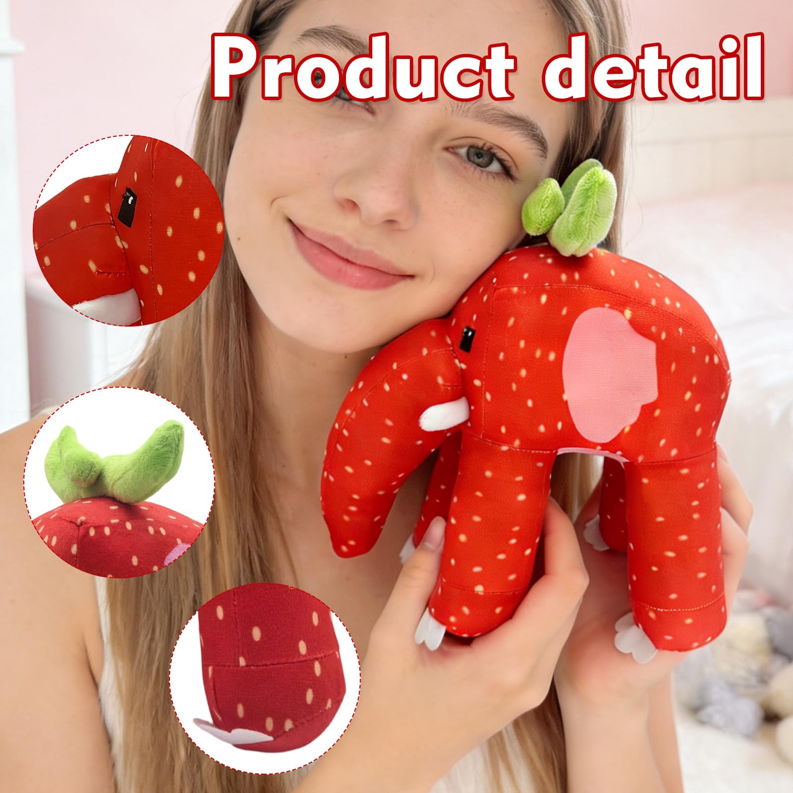Ashloter Strawberry Elephant Brainrot Teddy Plush, Steal a Italian Brain Rot - Image 4