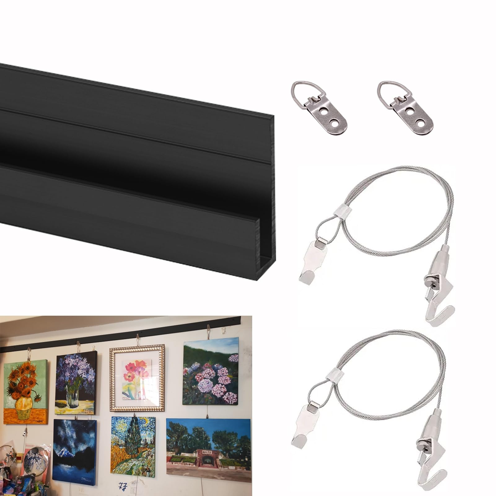 Kit para colgar marcos de fotos con alambre para colgar, fácil instalación, soporta hasta 66 libras, diseño duradero para un montaje seguro en la pared