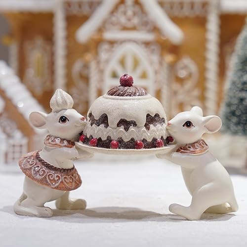 Braxio Decoración navideña para interiores y hogares bonito ratón navideño de resina para mujer, mesa auxiliar, escritorio, decoración de Navidad de