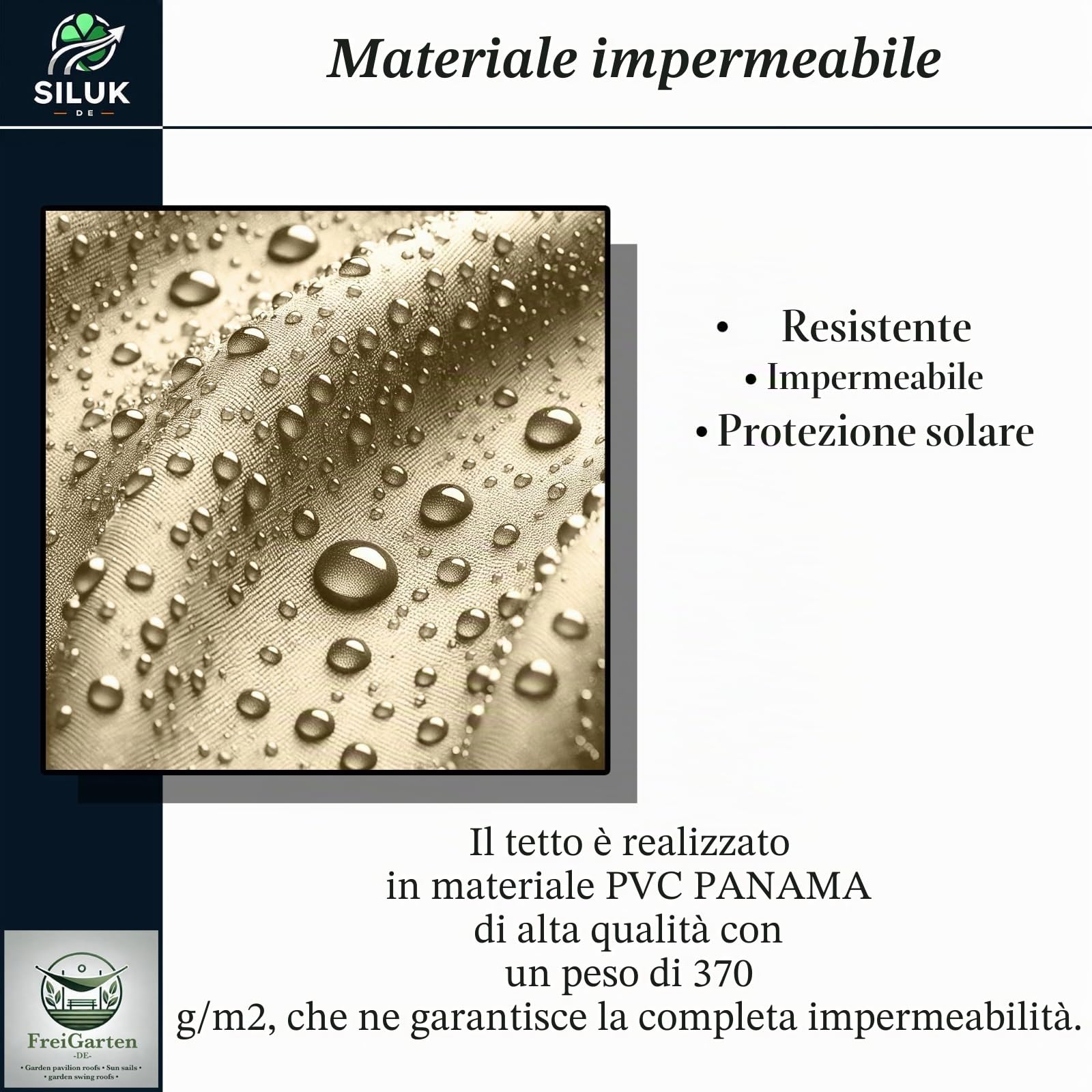 Tetto di ricambio per gazebo 334x334 cm sabbia anticata impermeabile Panama PCV Soft 370 g/m² modello 10 beige