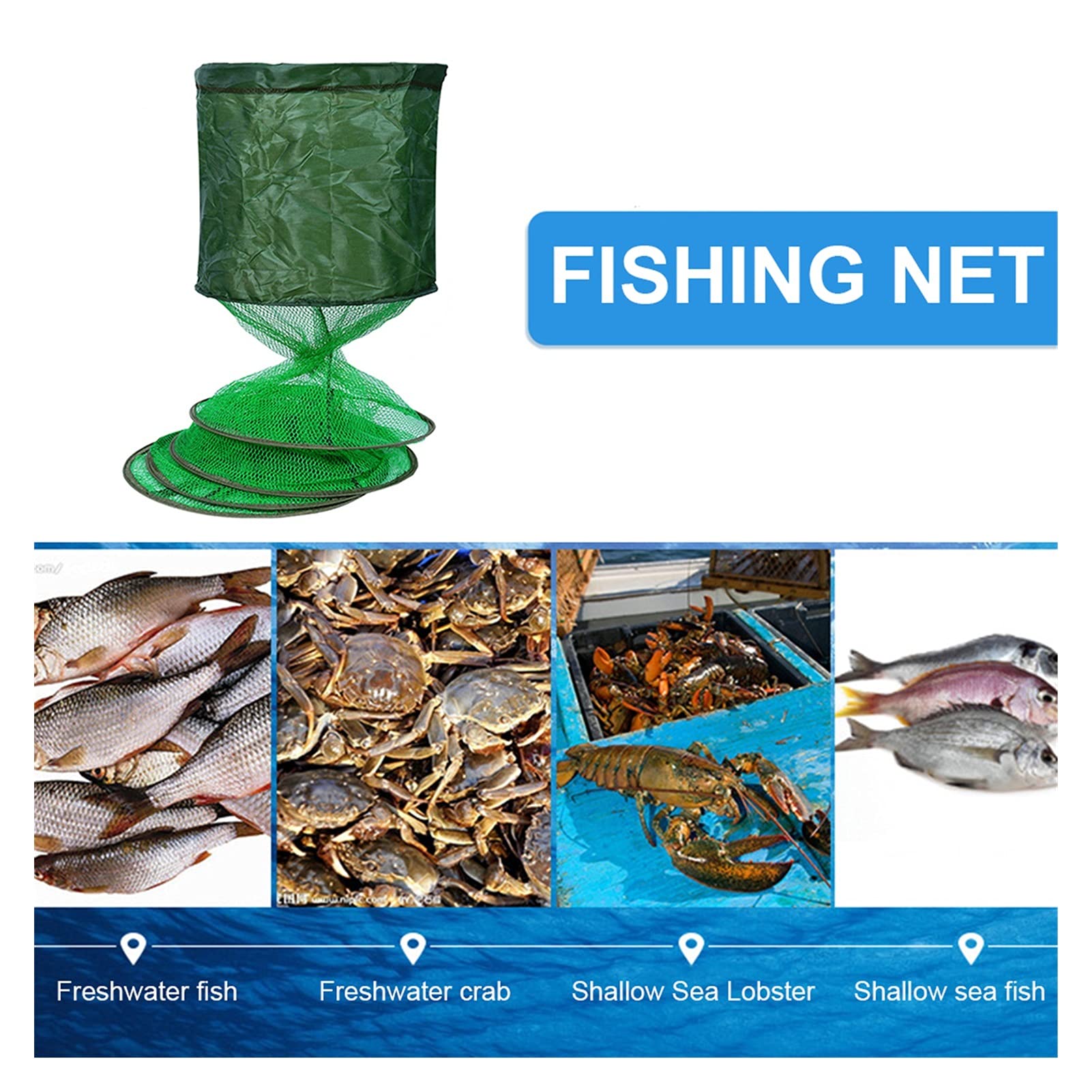 Liudan Fischkescher Faltbare Netguss Dip Käfig Tragbare Fischerei Net Fisch Aufbewahrung Angeln Zubehör Stahlring Falten Fischkäfig Fischfalle Fischnetz