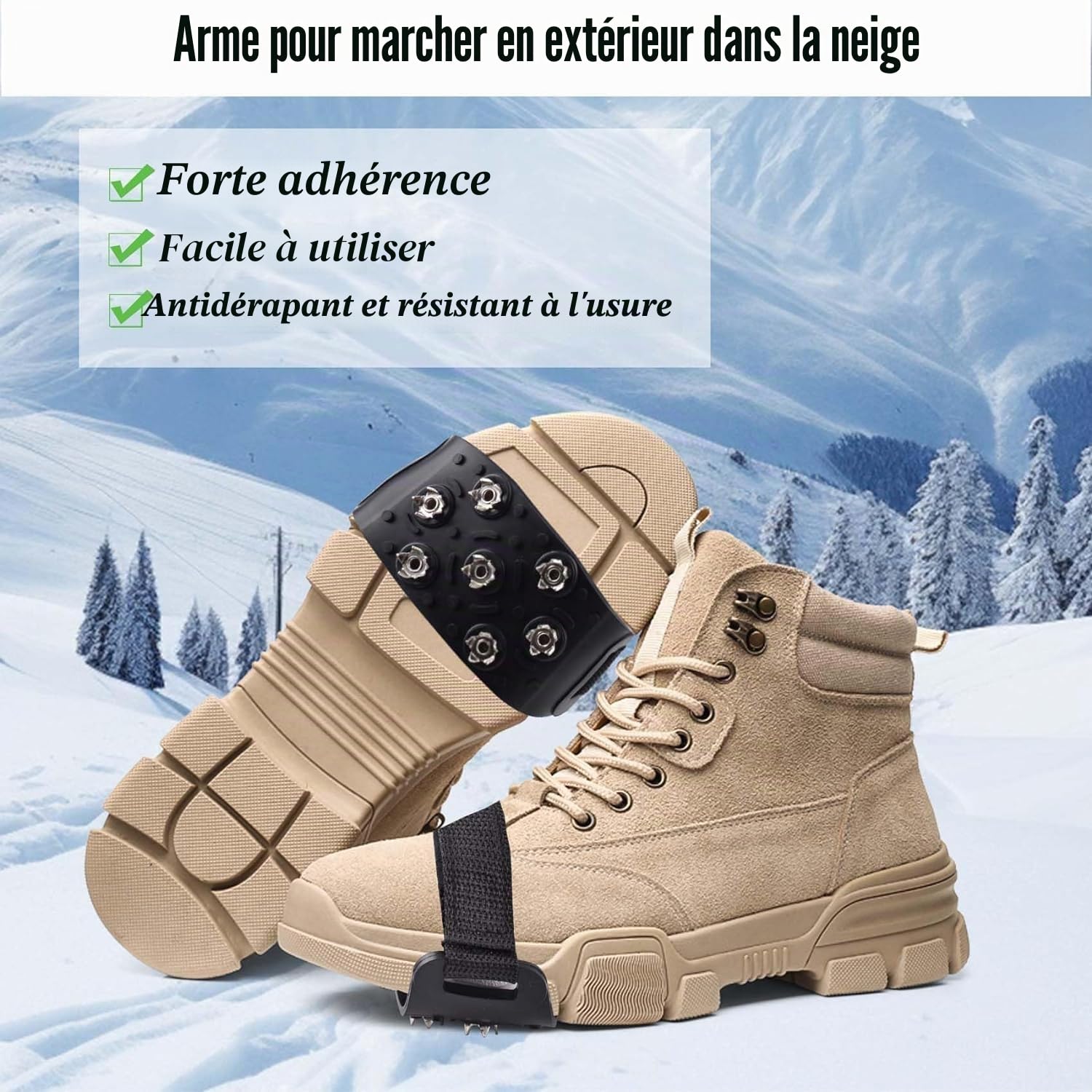 Crampons Antidérapants 7 Dents – Pour Chaussures De Randonnée, Marche Sur Glace, Pêche, Jardin Et Neige