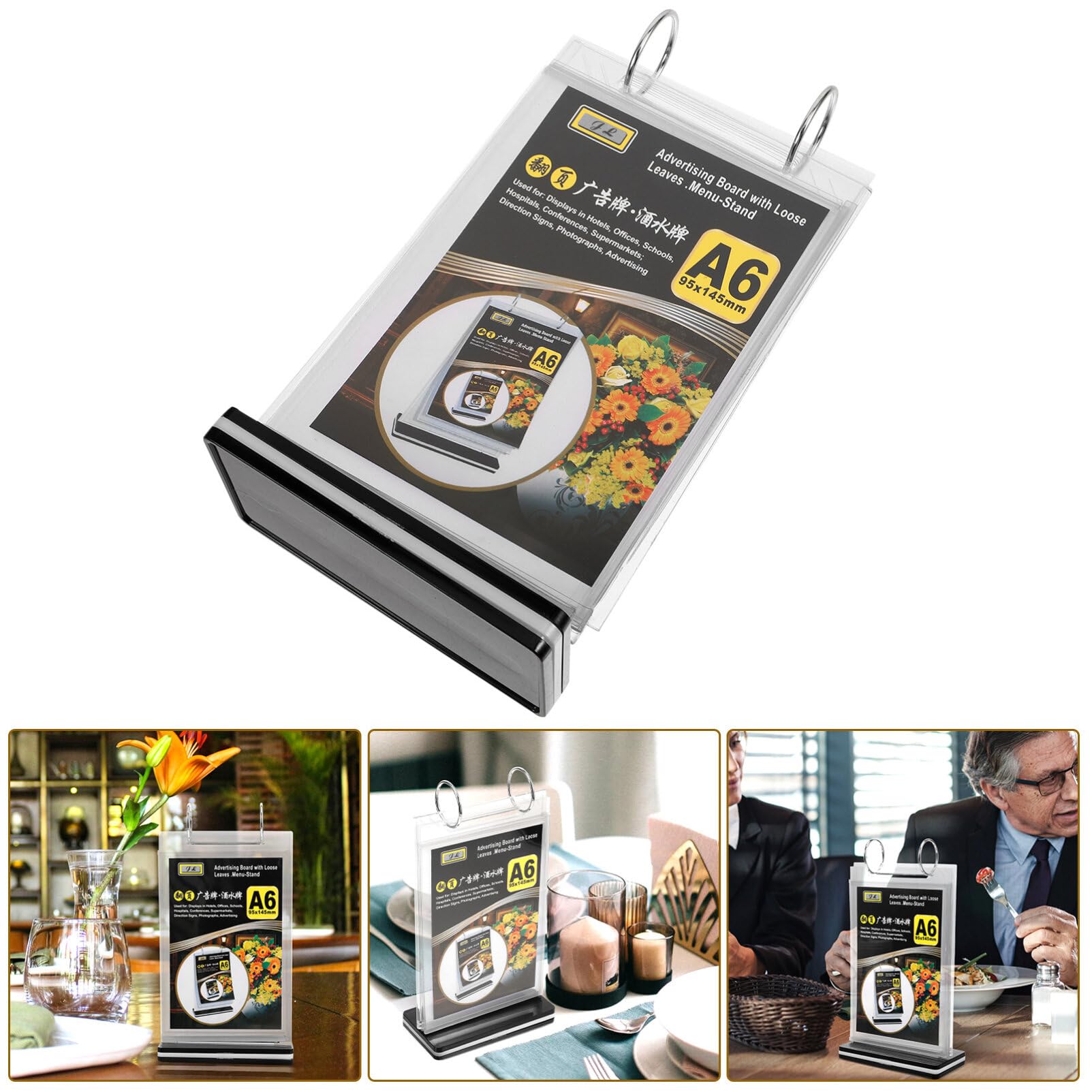 DOITOOL Soporte Para Tabla De Menú Con Tapa 10 Soportes Para Menú De Pvc Para Mesas De Restaurante Soporte Para Exhibición De Menú Con Base Soporte Para Letrero Transparente Marco Con