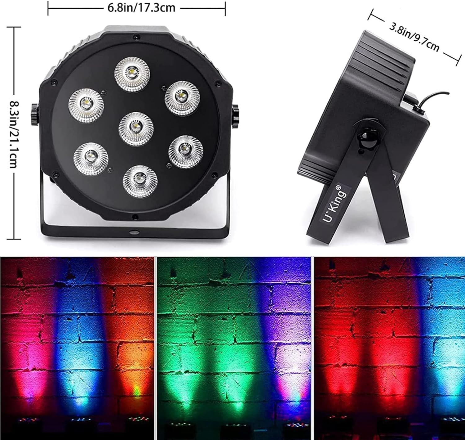 2PCS RGBW LED Par Licht, 7 LED Par Scheinwerfer DMX Disco Partylichter Bühnenlicht mit Fernbedienung für DJ Bar Show Party Halloween Weihnachten