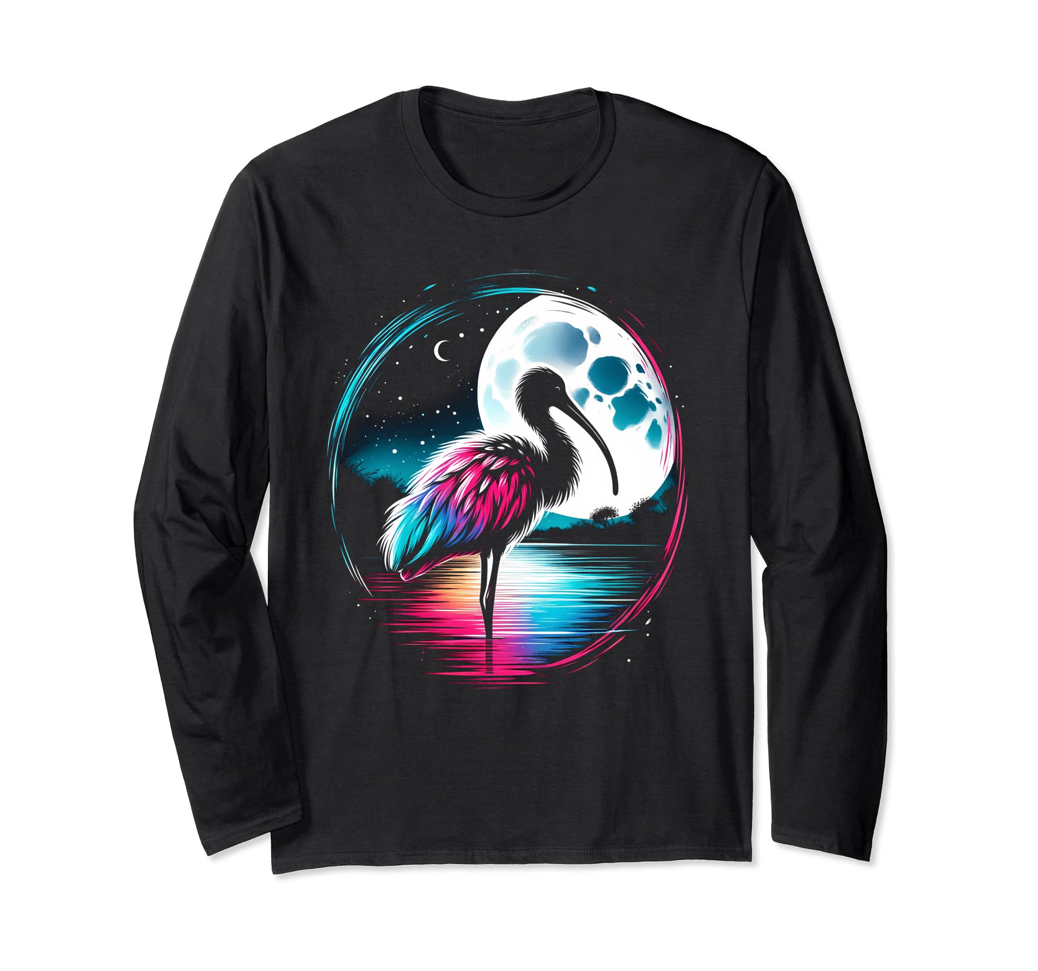 Colorful Ibis Bird Spirit Animal Cool Illustration Long Sleeve T-Shirt