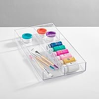 Vista 5 de iDesign Clarity Plastic Divided Drawer Organizer, Storage Container for Vanity, Bathroom, Kitchen Drawers, 8" x 16" x 2", Clear,40850