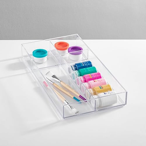 Miniatura 5 de iDesign Clarity Plastic Divided Drawer Organizer, Storage Container for Vanity, Bathroom, Kitchen Drawers, 8" x 16" x 2", Clear,40850