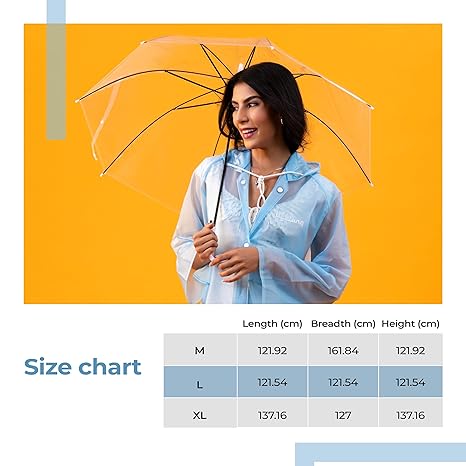 Lifelong Women's Raincoat | 100% Waterproof | Lightweight One-Piece Girls Raincoat With Hood, Side Pocket, Snap Buttons | Portable Travel Raincoat For Hiking, Trekking, Camping (L, Sky Blue) - Image 6