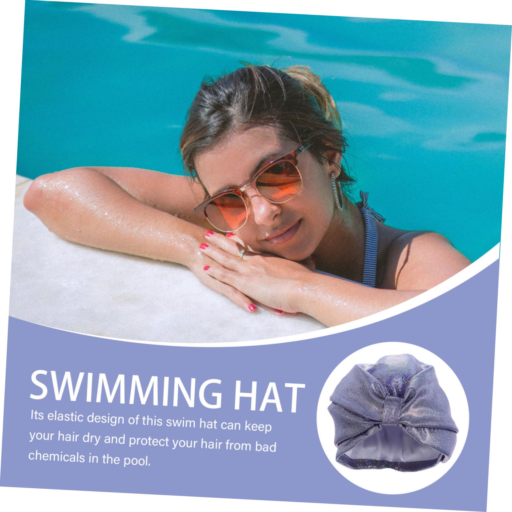 Beavorty 3 Pièces Bleu Accessoire Cheveux Tête Soleil-Holographique Court Anti-Piscine Rétro Bain Turban Brillant Élastique Oreille Haine Élastique Propre Tissu Écharpe Garder Les Femmes