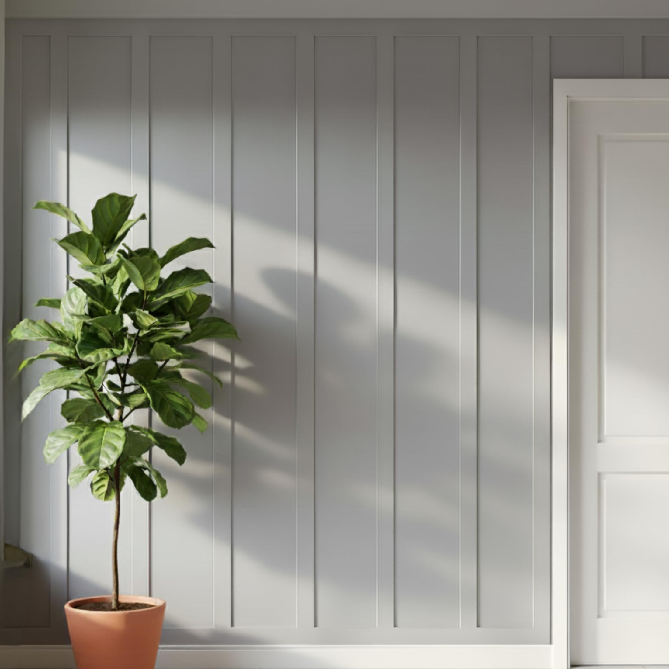 Sterzeal Plain Shaker Mdf Wall Wainscoting Kit -10X100cm Mdf Slats, Diy Shaker Wall Panels For Feature Walls, Sleeping Room & Interiors, Paintable Smooth Mdf Kits For Decorative Wainscoting & Home Decor - Pack Of 10