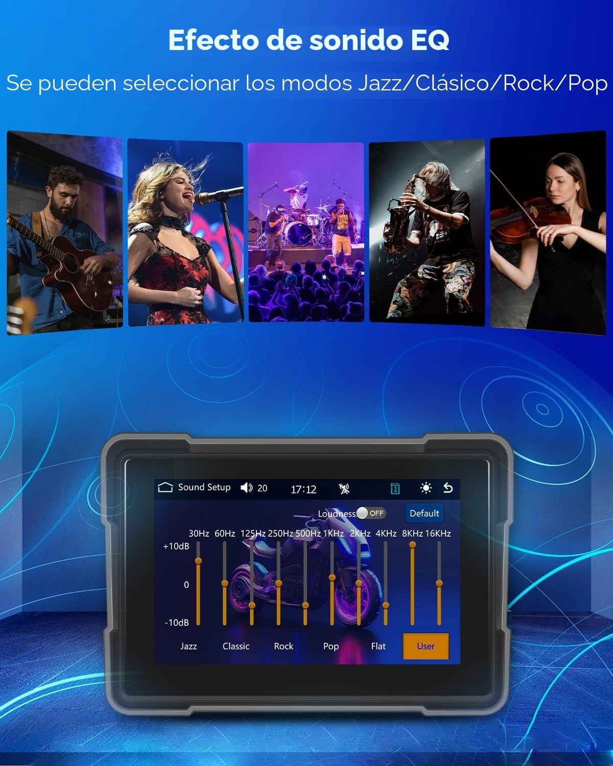 Inalámbrico Carplay Motorbike Navi Android Auto, 7 Pulgadas Pantalla Táctil Carplay Portátil para Motos, Radio de Coche para Motos con Airplay/Android Cast/Doble Bluetooth/Navegación/IP67 Impermeable