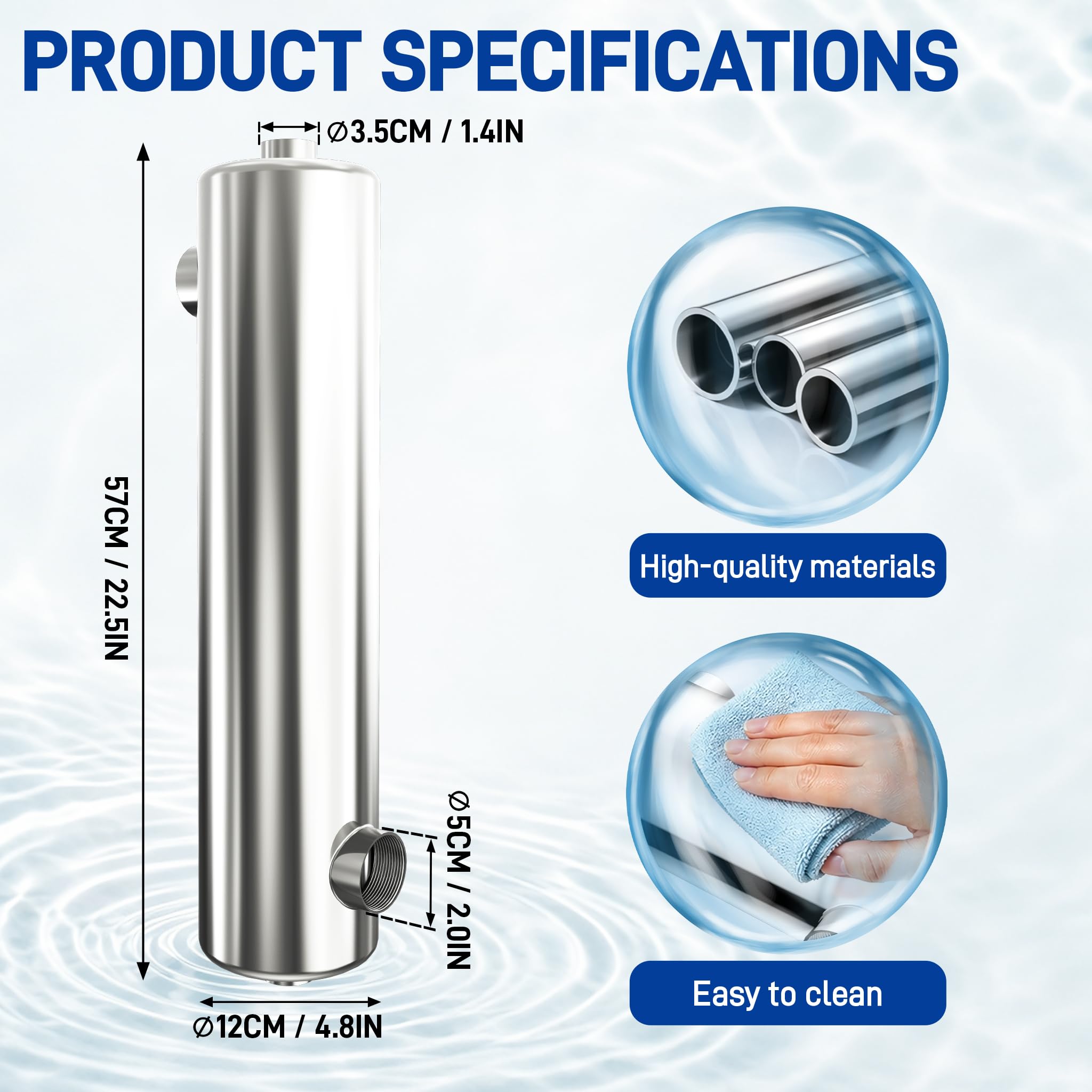 NAIZY Pool Wärmetauscher 60 kW Edelstahl Schwimmbad Wärmetauscher für Außenpool, Innenpool, Whirlpool, Spa Schwimmbadwärmetauscher für Poolsystem