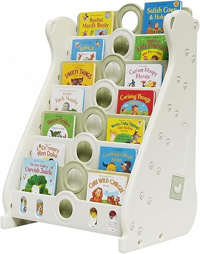 Miniatura 9 de Estantería infantil y almacenamiento de juguetes para niños pequeños, estantería blanca de 4 niveles para dormitorio/guardería/aula, estantería de