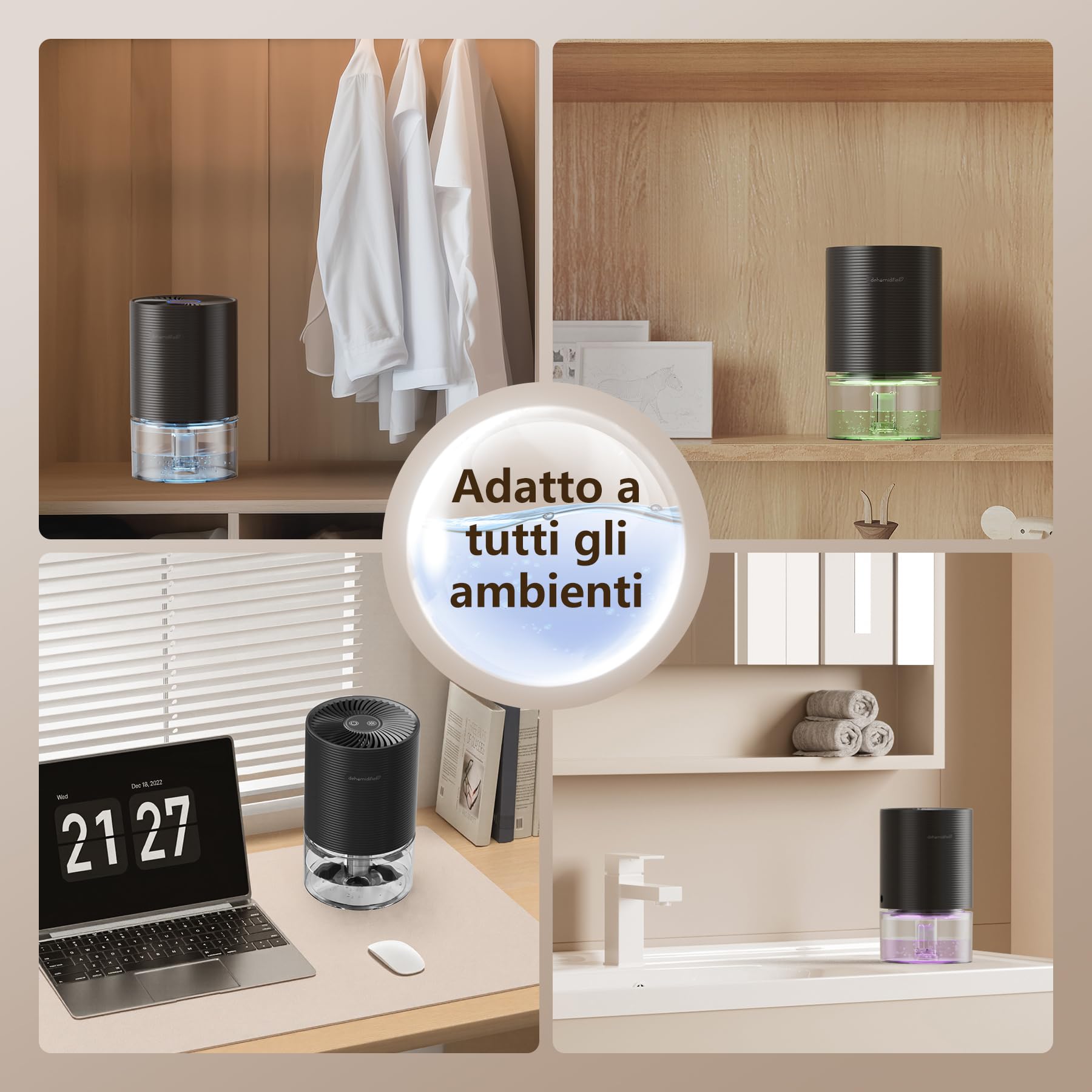 Deumidificatori per la Casa, Deumidificatore Portatile per la Camera da Letto, Ultra-Silenzioso, Spegnimento Automatico, a Risparmio Energetico per il Bagno