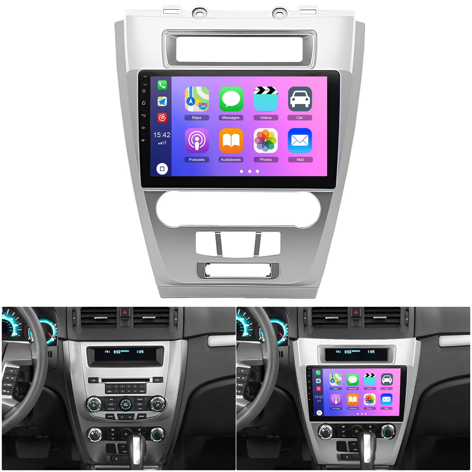 Vorally 10Inch Android 13 Car Stereo for Ford Fusion 2010 2011 2012 with Wireless CarPlay & Android Auto, 2+32GB Car Radio, Support GPS, Bluetooth, FM Radio, Backup Camera