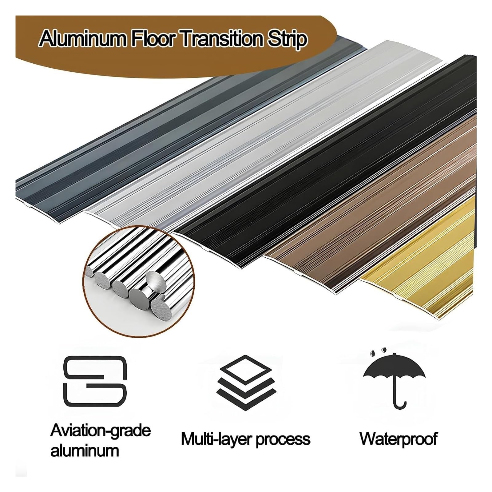 Tira de umbral de transición de piso de aluminio antideslizante transición