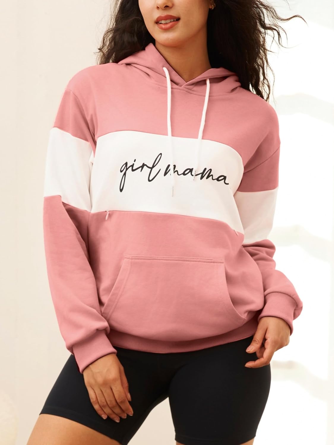 Maternity Nursing Hoodie Breastfeeding Sweatshirt with Pockets Nursing Tops Zipper Pullover Casual Clothes - Image 2