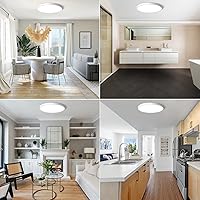 Vista 2 de Lámpara LED de Techo de Montaje al Ras de 12 Pulgadas, Luz Plana de 24W, Panel de Superficie Ultrafino de 5000K, Perfil Bajo para Dormitorio, Blanco